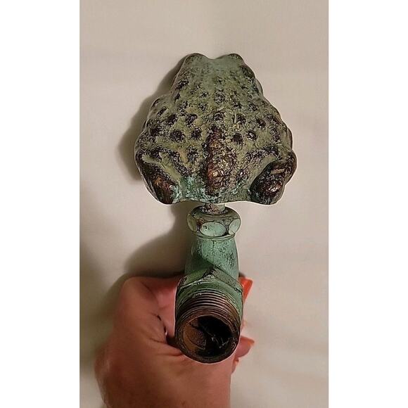 Brass Frog Toad Garden Spigot Faucet Aged Natural Patina - Picture 3 of 7